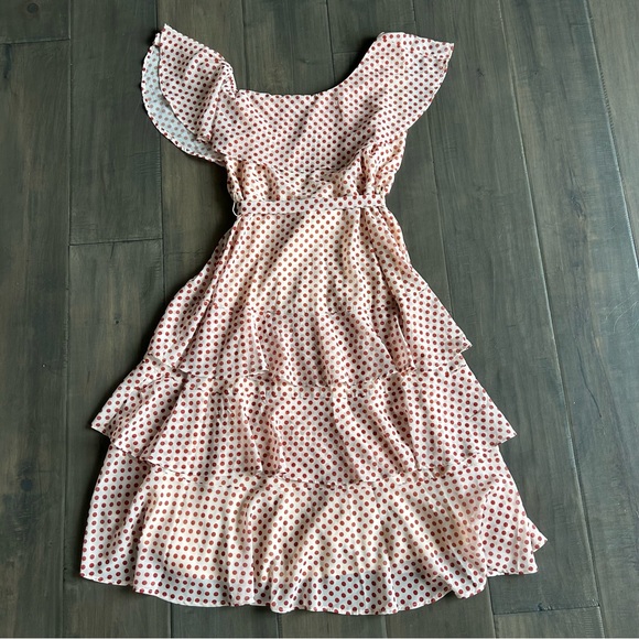 Lulus Cream and Polka Dot Tiered One Shoulder Midi Dress - Picture 4 of 7